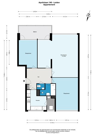 Floorplan - Apollolaan 140, 2324 BV Leiden